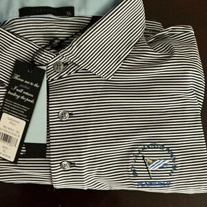 Greyson Navy and White Striped Polo
